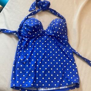 Blue Polka Dot Bikini Top